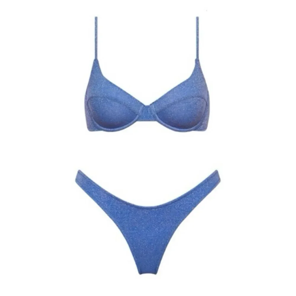 Triangl Blue Sparkly Bikini Set Small Top / Medium Bottom